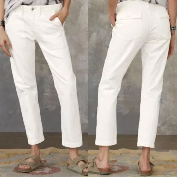 Revolve Edwin Malia Utility Boyfriend Jeans in Eggwhite - Picture 1 of 9